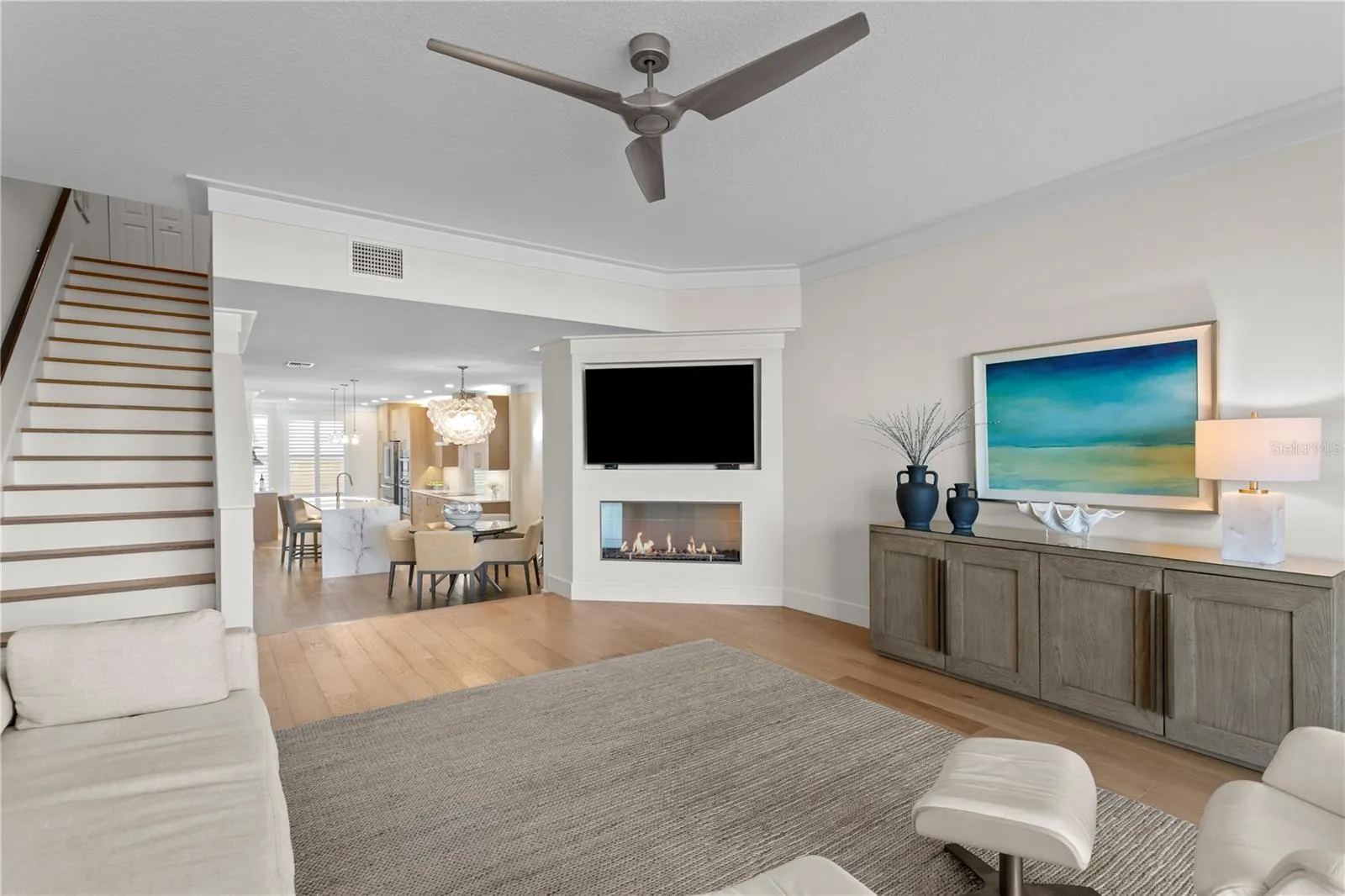 Living room with fireplace