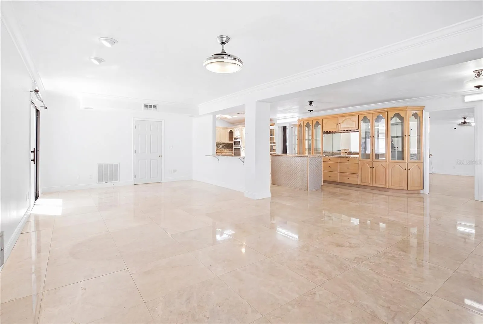 Living room and kitchen eating area
