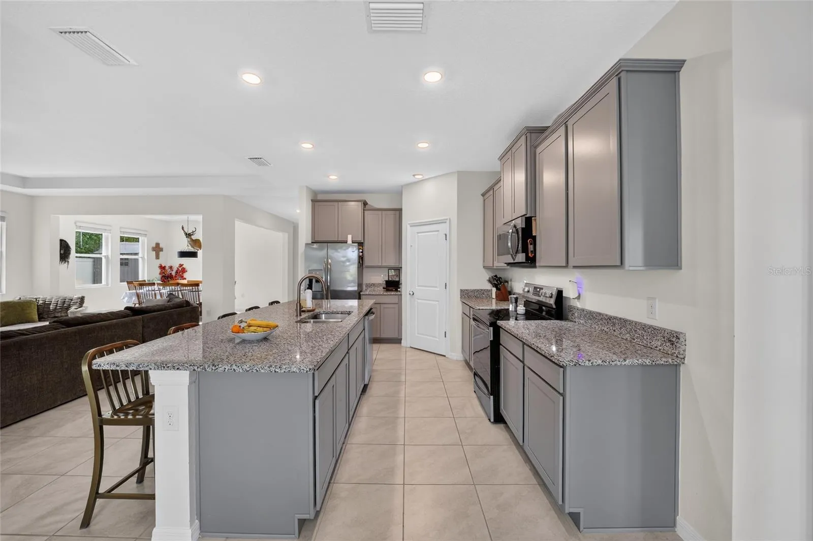 kitchen with island and pantry