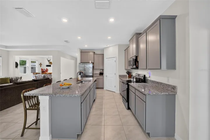 kitchen with island and pantry