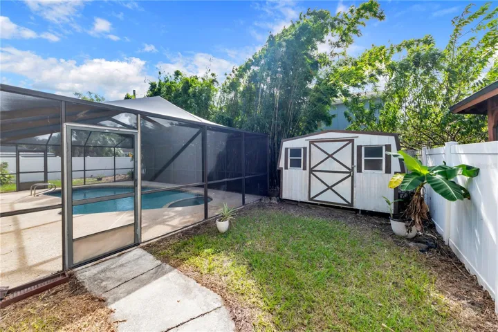 Side yard with included shed