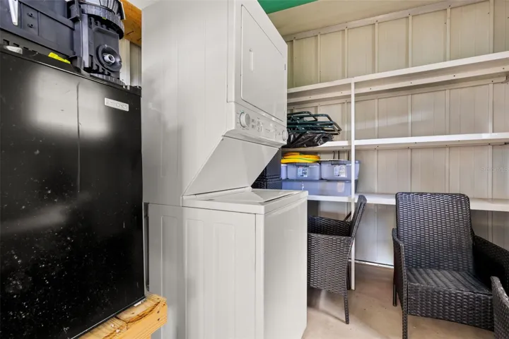 washer and dryer in utility shed