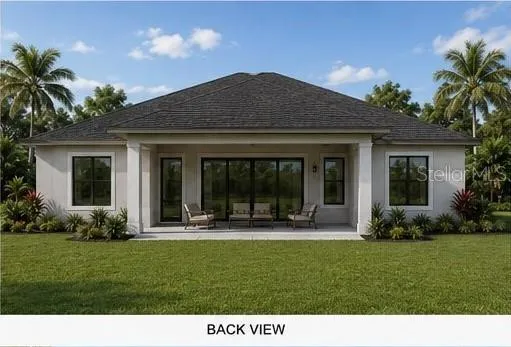 Rendering - home not yet built - Back view