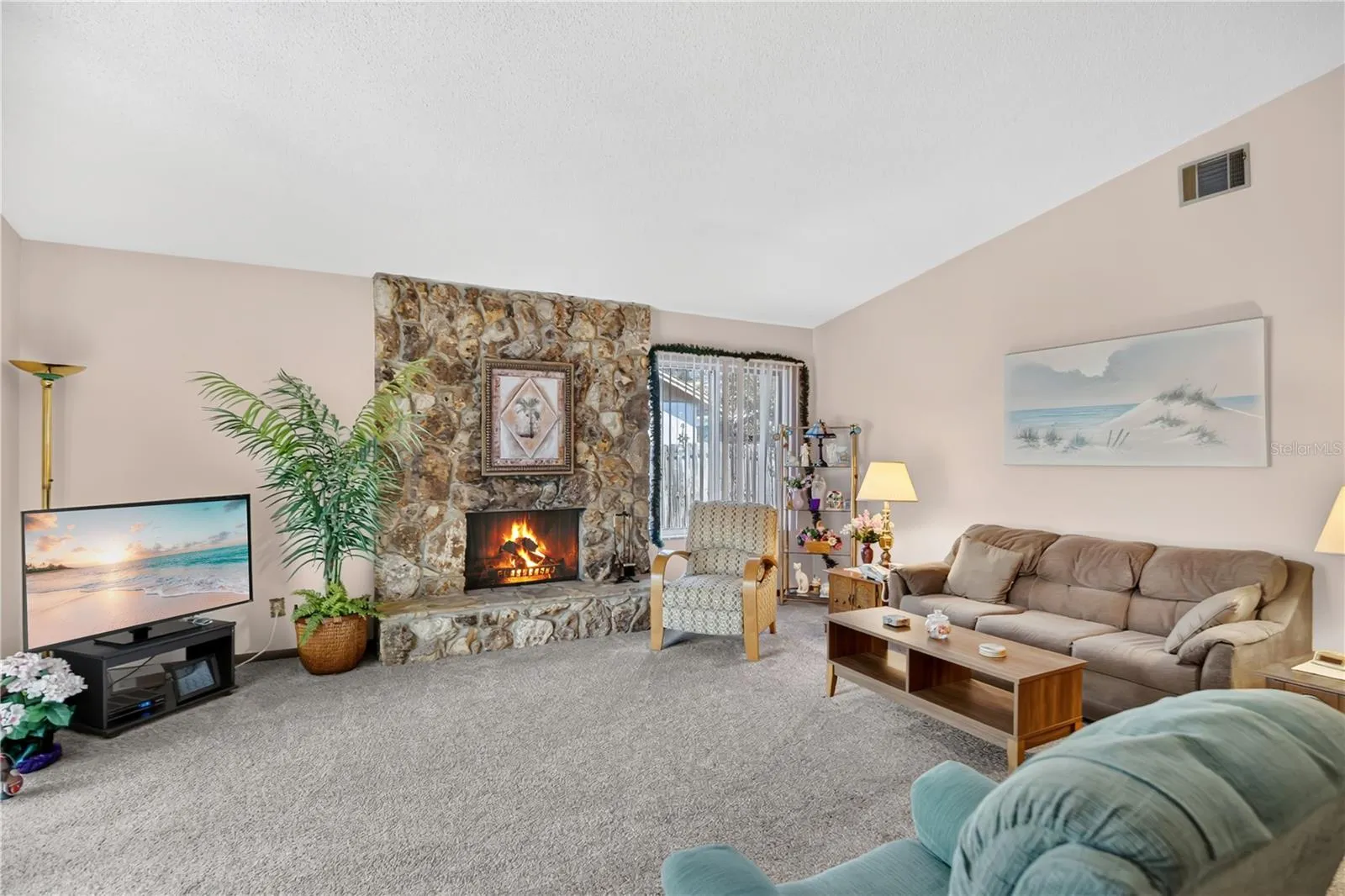 Living room with fire place