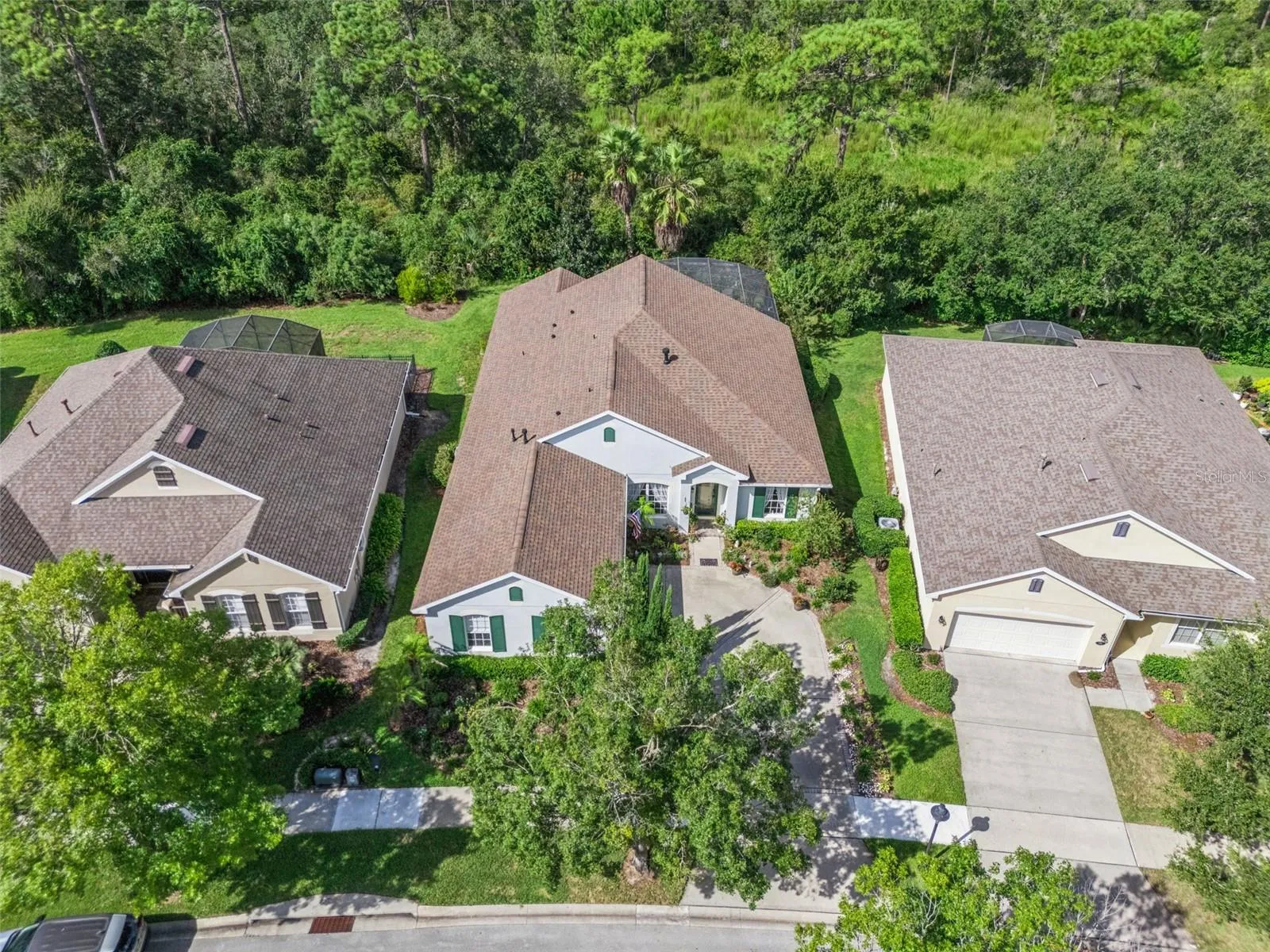 Aerial view from the front of the home w/ a conservation area view