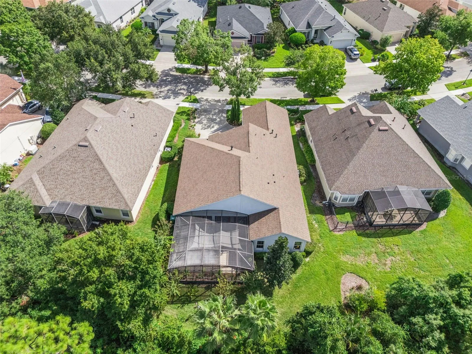Aerial view from behind the home