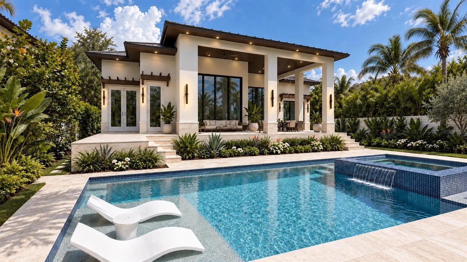 Elevated pool deck, with virtual staging