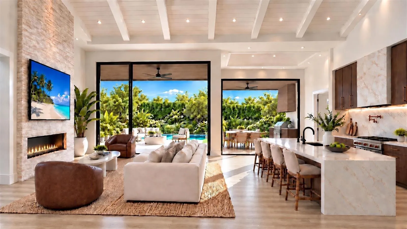 Living room, with virtual staging