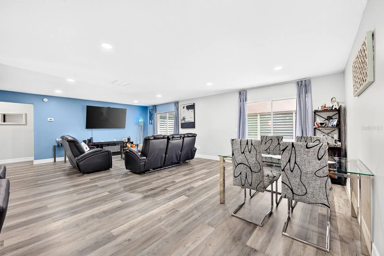 Open living and dining.