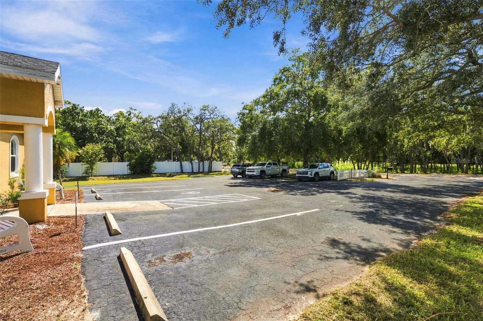 Parking lot and entrance