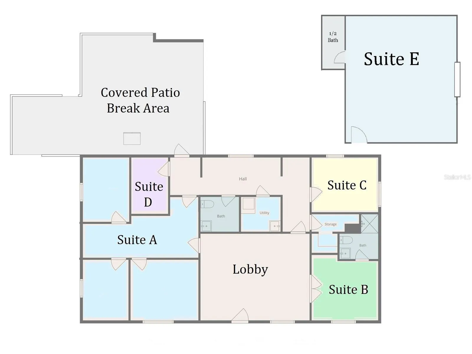 Lease Suites B, C, D, and E individually or in any combination that suits your business' needs