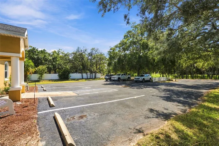 Parking lot and entrance