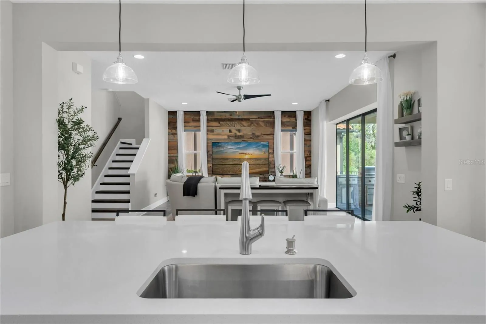 Kitchen view of living room