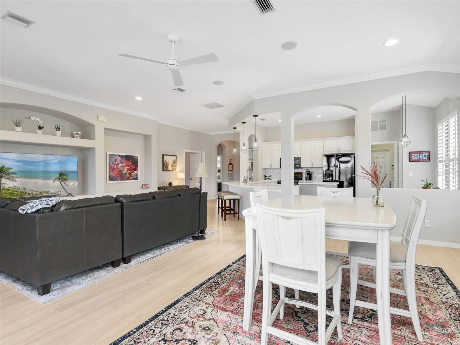 Dining area with easy access to the kitchen and outdoor space.