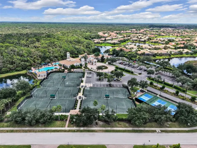 Dedicated tennis and pickleball courts for year-round play.