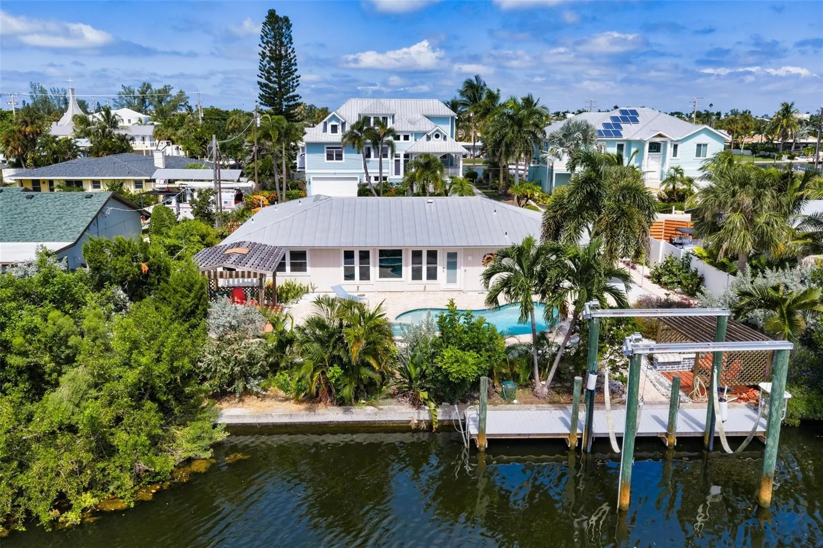 Rear elevation with 30 foot dock and 10,000 pound sling boat lift