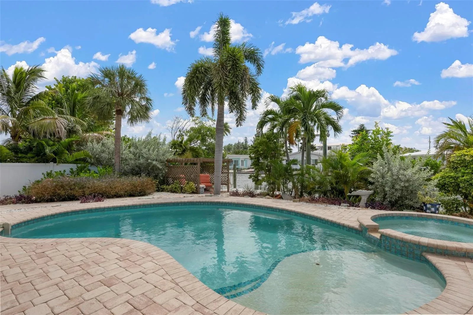 Heated saltwater pool and spa