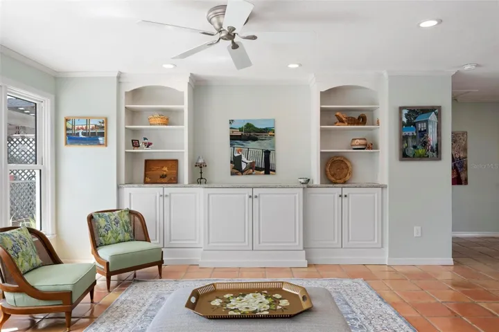 Beautiful built in cabinetry in the living area.