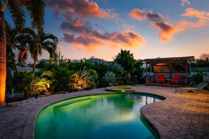 Heated saltwater pool and spa with southern exposure.