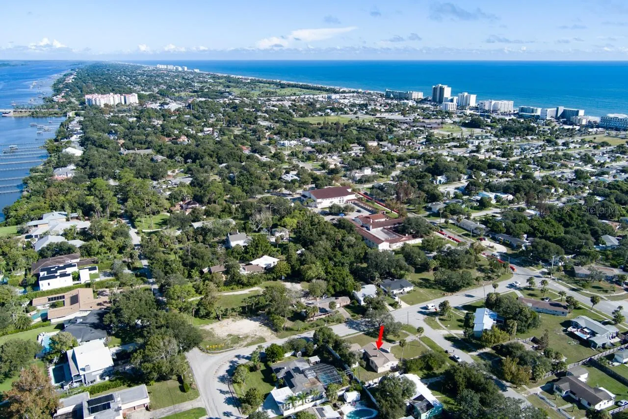 Aerial view of home location between Beach and Halifax River
