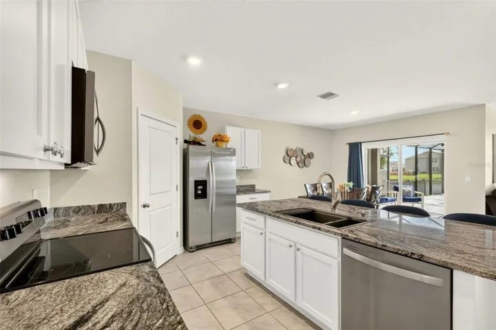 Beautiful granite countertops and drop-in farm sink
