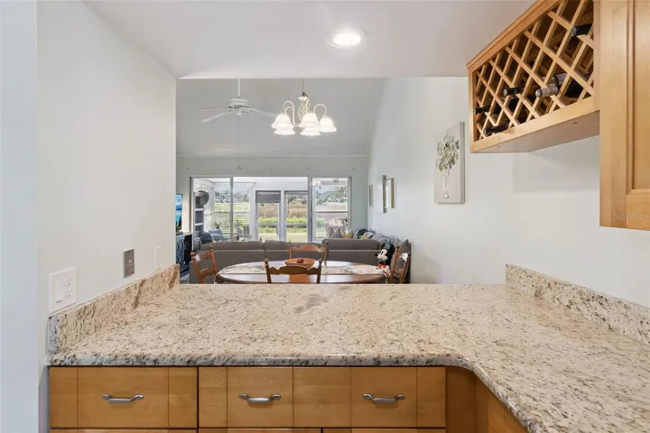 Breakfast bar is brimming with extra counter space.