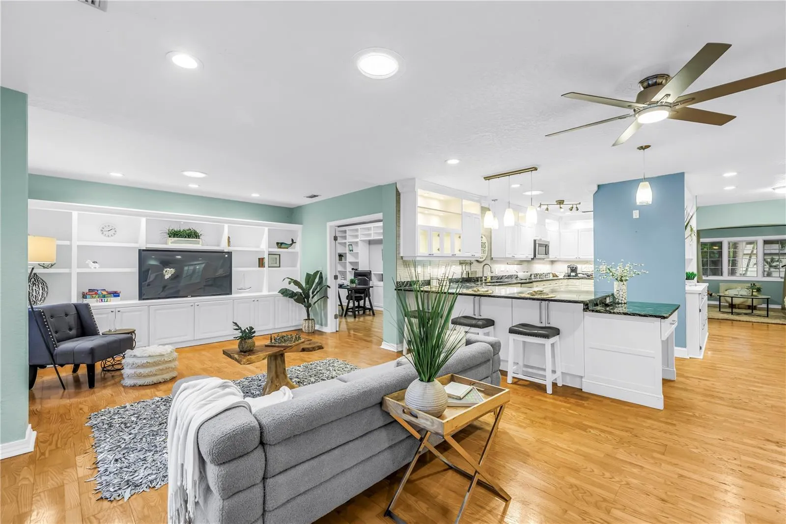 Open Great Room Concept with Open Kitchen to Entertain.  Lots of Built-ins and storage.