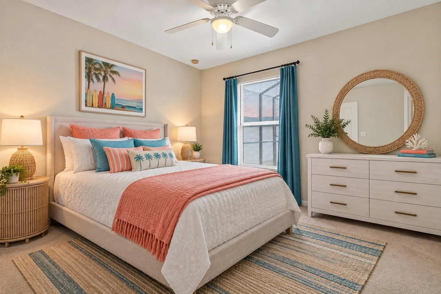Virtual staging added to illustrate room potential.
