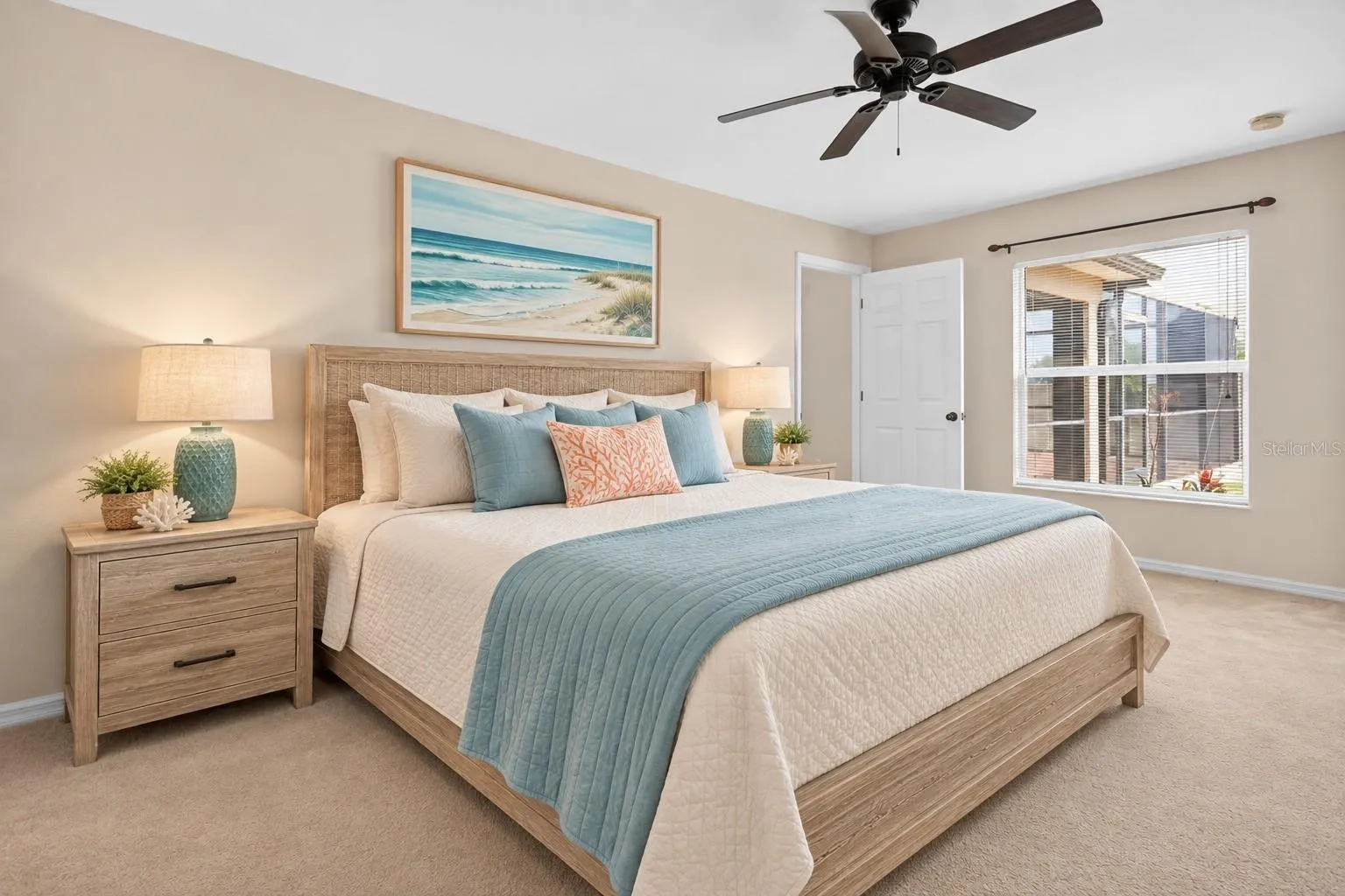 Virtual staging added to illustrate room potential.
