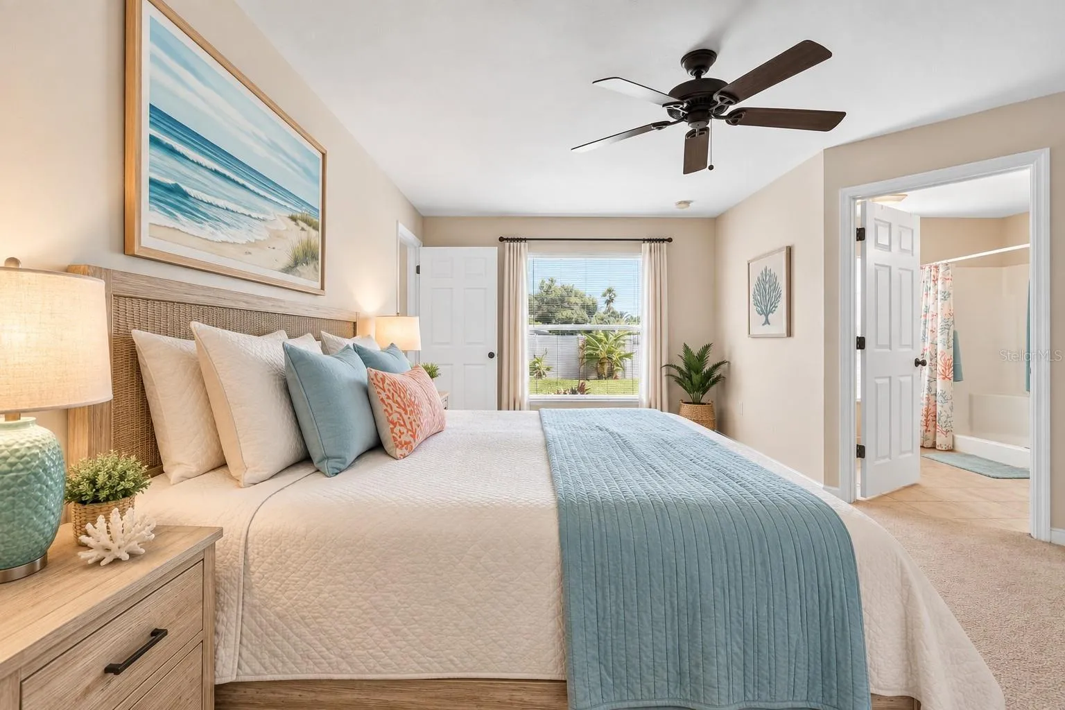 Virtual staging added to illustrate room potential.