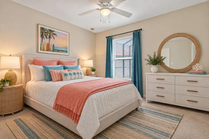 Virtual staging added to illustrate room potential.