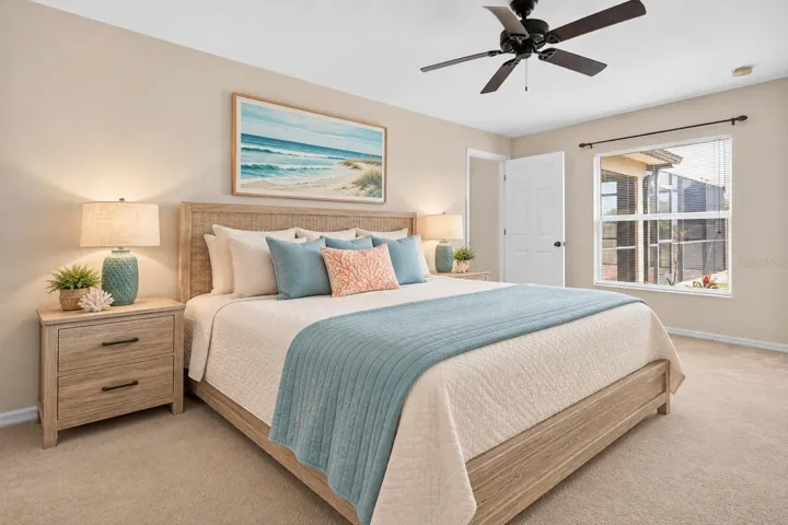 Virtual staging added to illustrate room potential.