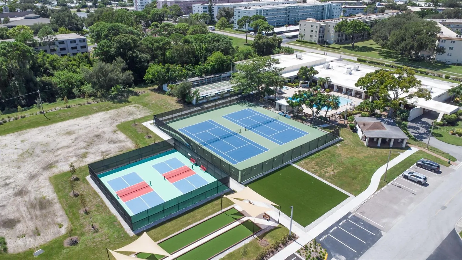 Above Tennis Courts are Shuffleboard Courts!