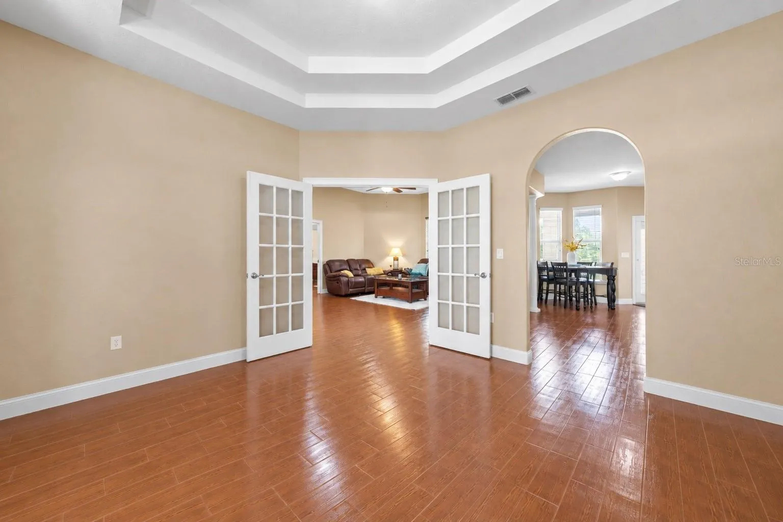 French Doors in the Dining Room give plenty of privacy for quiet dinners.