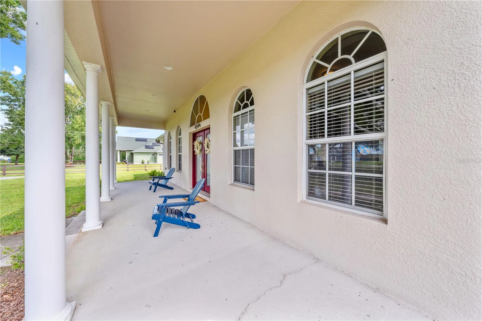 Plenty of space for rocking chairs, Adirondack chairs, benches and plants.