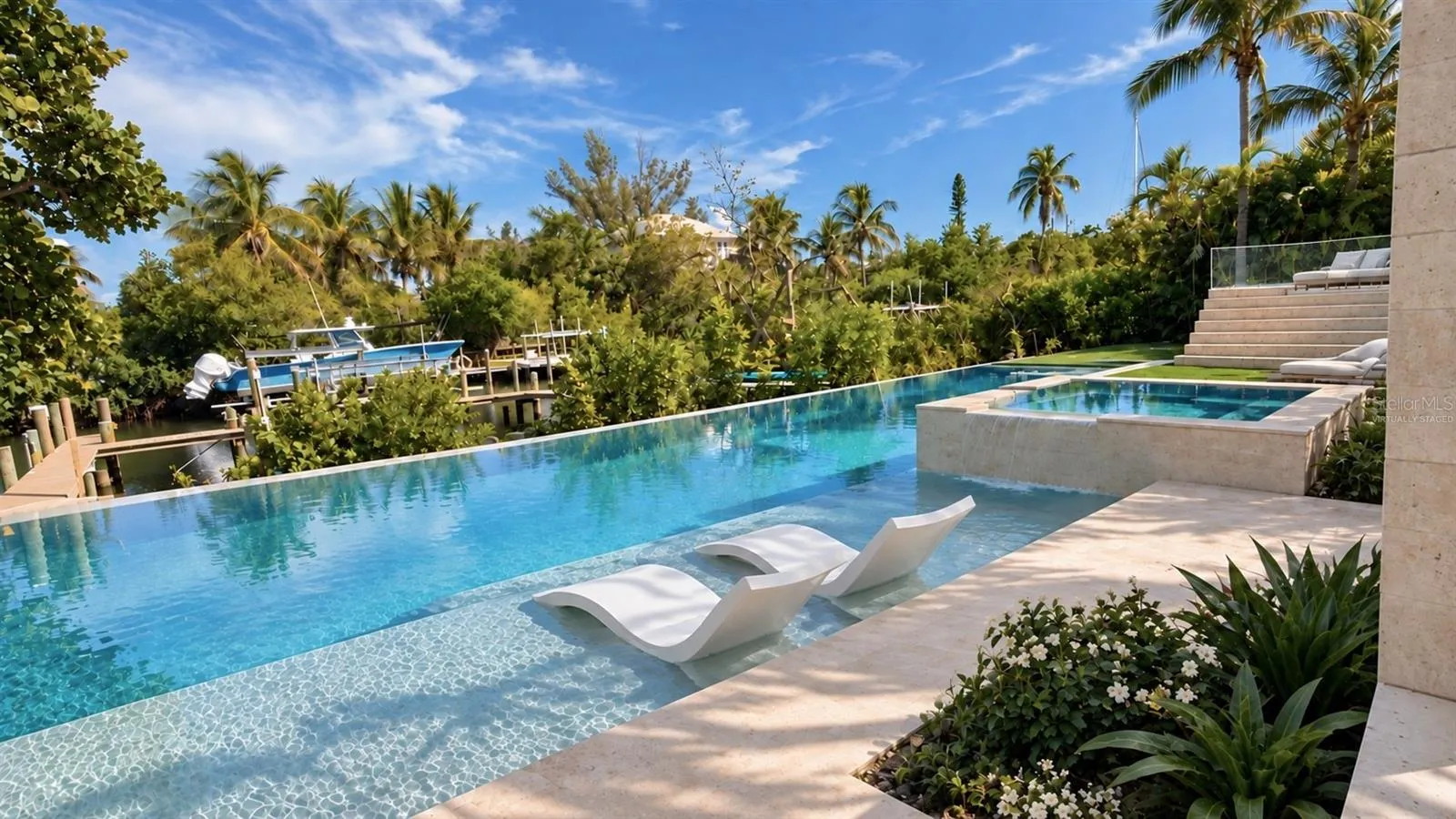 Gorgeous backyard views, and private boat dock. Virtually staged.