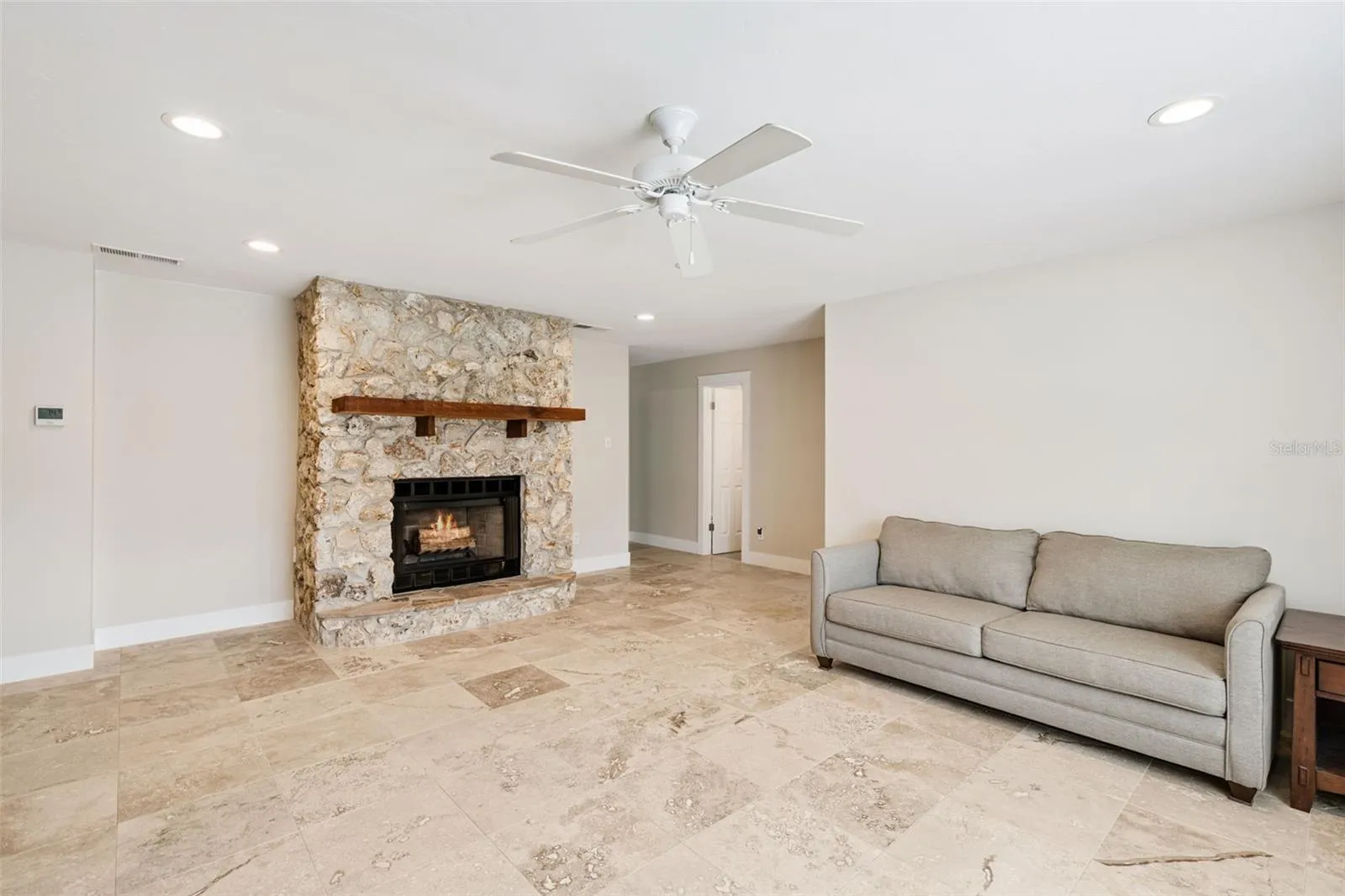 Living Room Wood Burning Fireplace