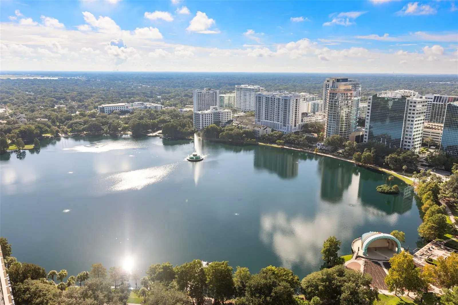 View from the balcony of Unit 2805 high above Lake Eola