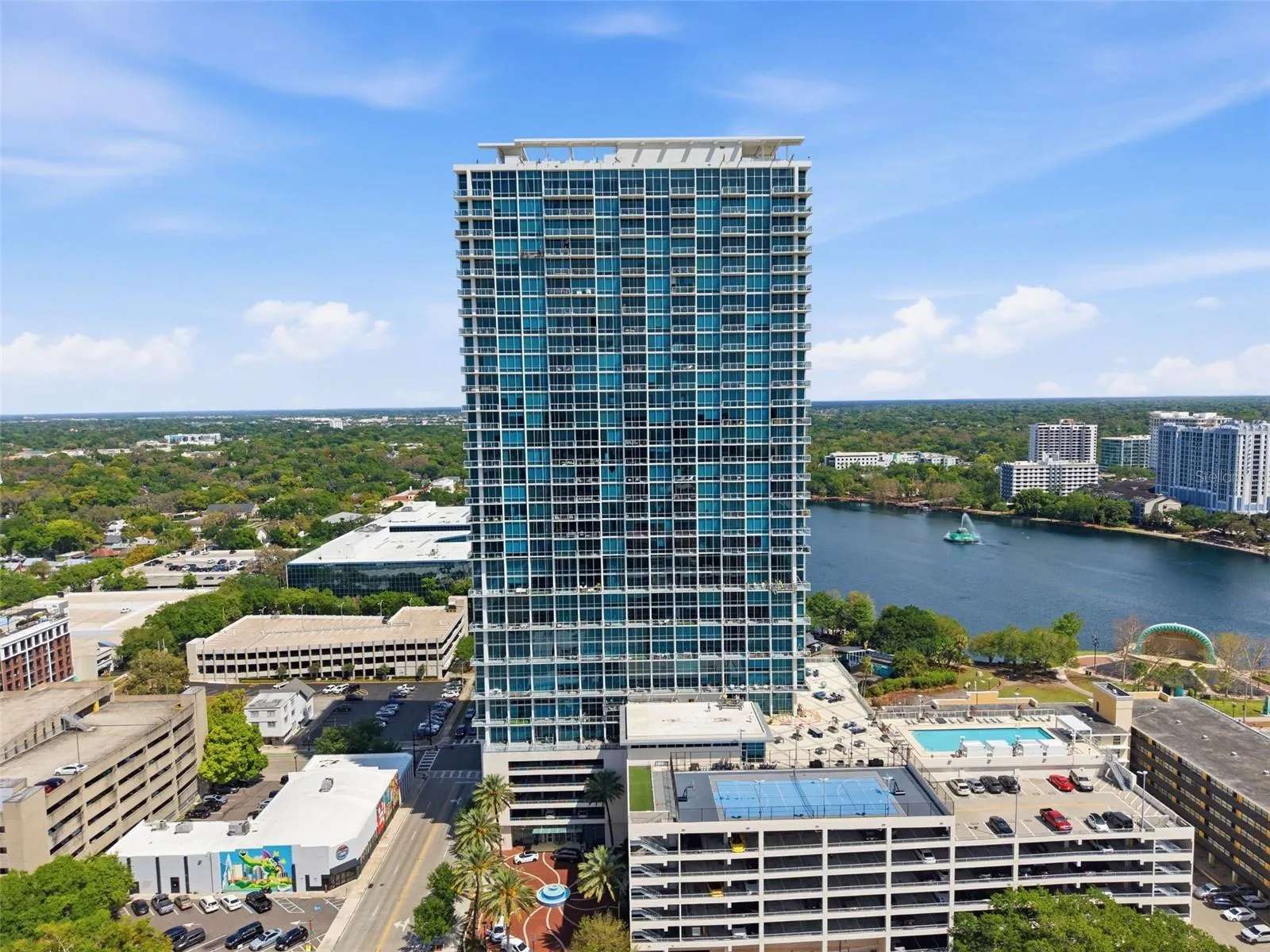 Aerial shot of The Vue