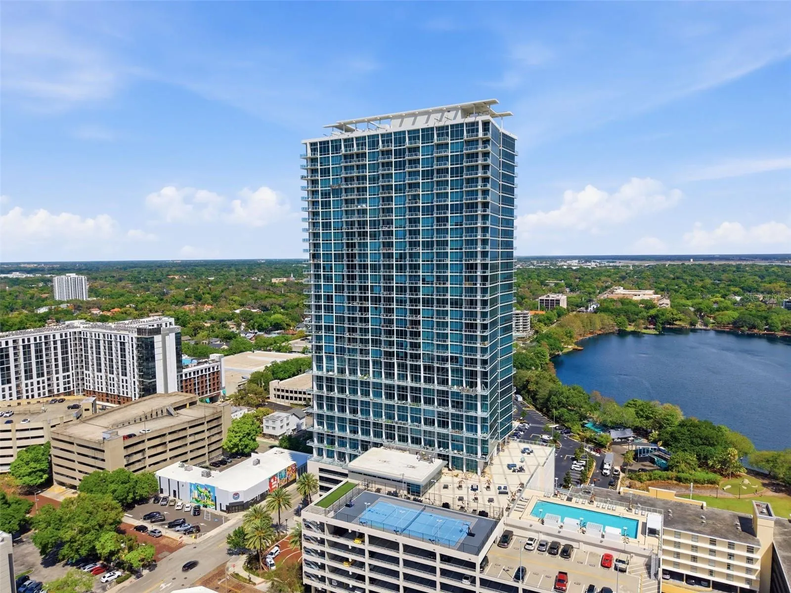 Aerial shot of The Vue