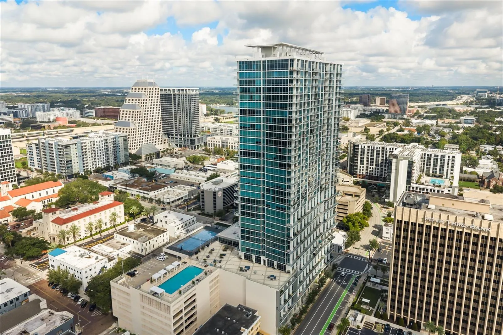 Aerial shot of The Vue