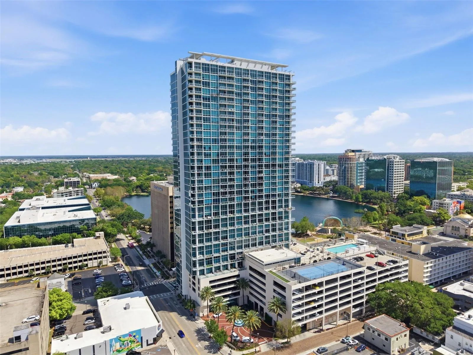 Aerial shot of The Vue