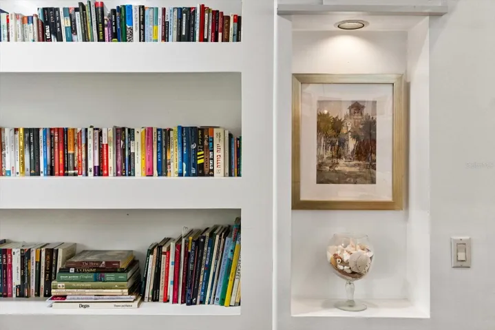 Book shelves in reading area