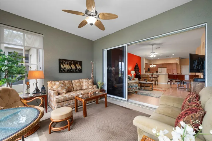 The lanai is extended, room for entertaining