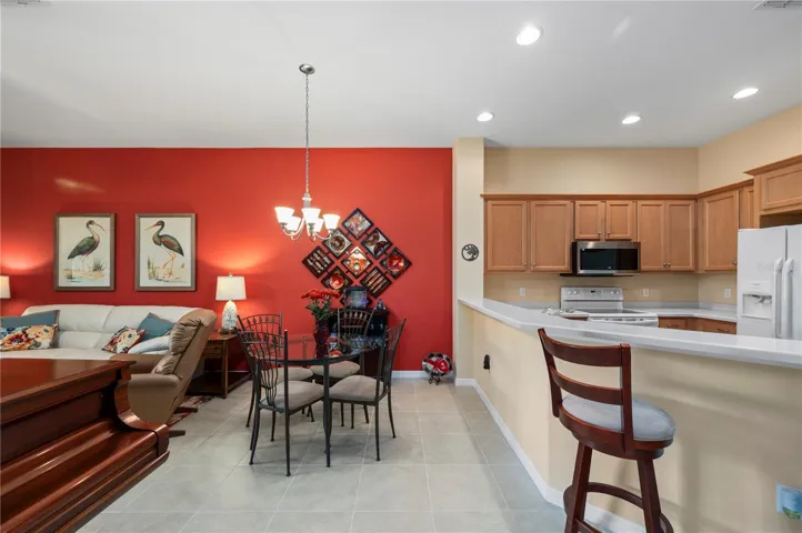 Dining area with accent wall