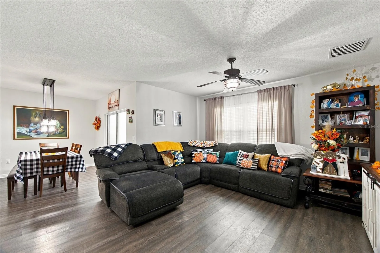 Living room open to kitchen &amp; dining