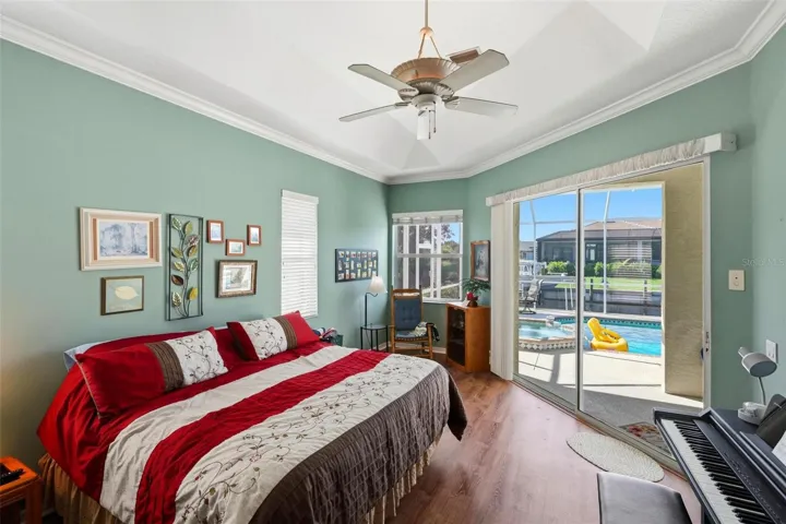 Accented with a tray ceiling.