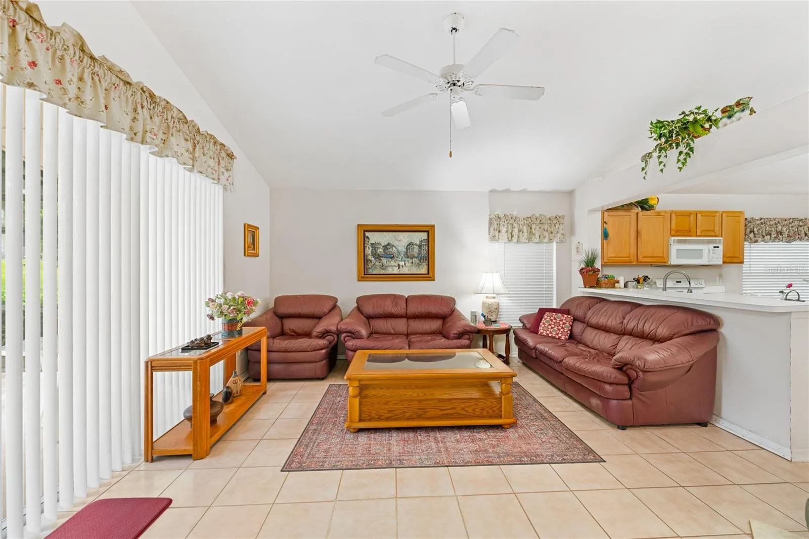 Family room with kitchen view