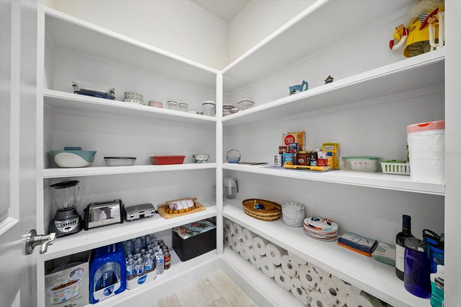 WALK IN PANTRY WITH SOLID WOOD SHELVES