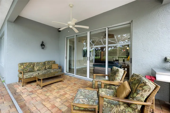 Covered lanai space with gas line hookup for grill or an eventual outdoor kitchen